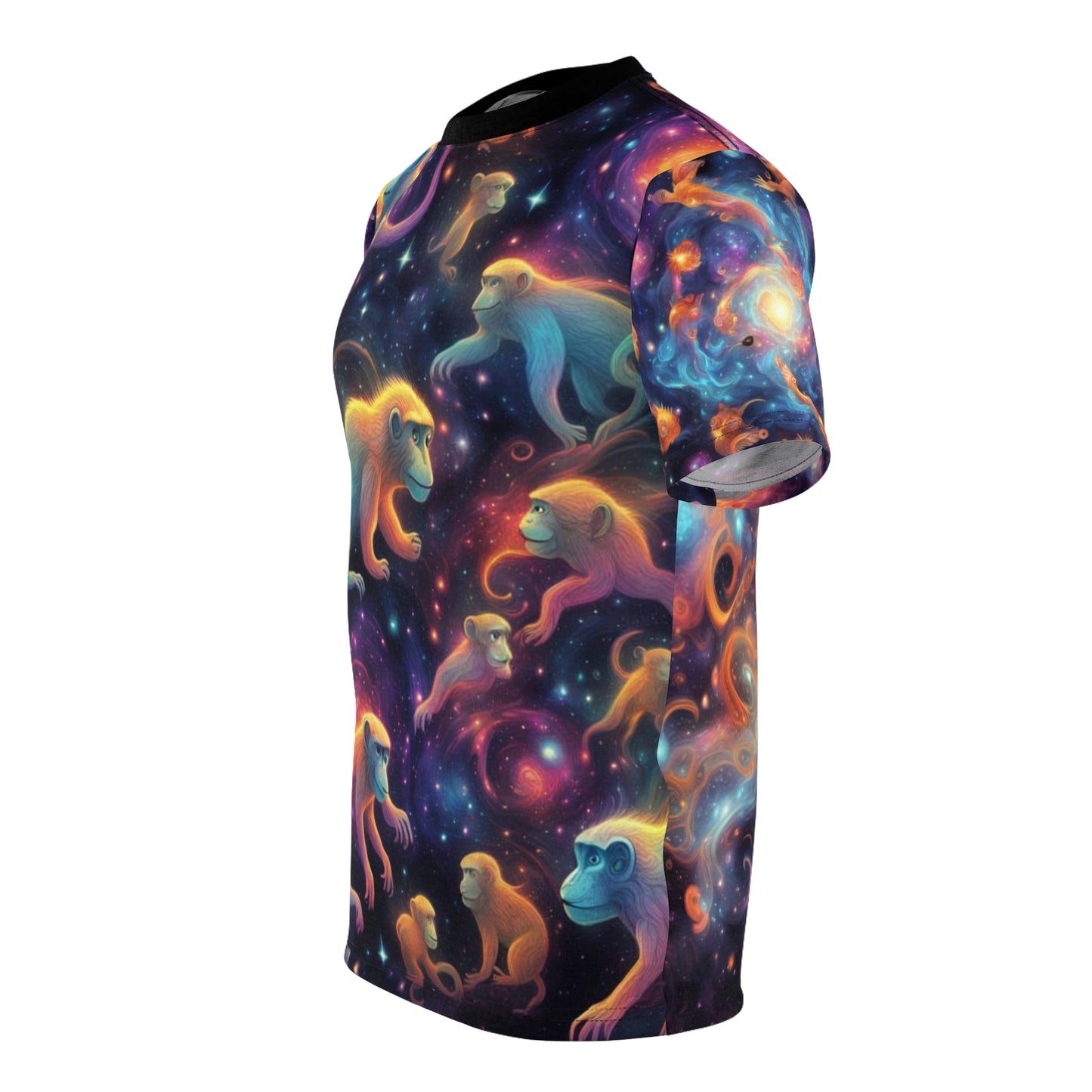 Celestial Jungle Unisex Tee, Colorful Monkey Shirt, Galaxy Animal T-Shirt, Fun Graphic Tee, Space Wildlife Top, Gift for Nature Lovers