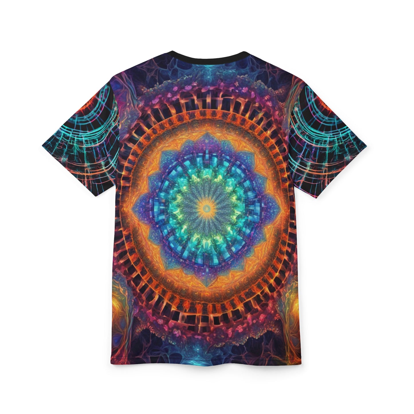 Vibrant Psychedelic AOP Tee, Unisex Graphic Shirt, Unique Art Tee, Colorful Summer Fashion, Festival Wear, Statement Casual Top