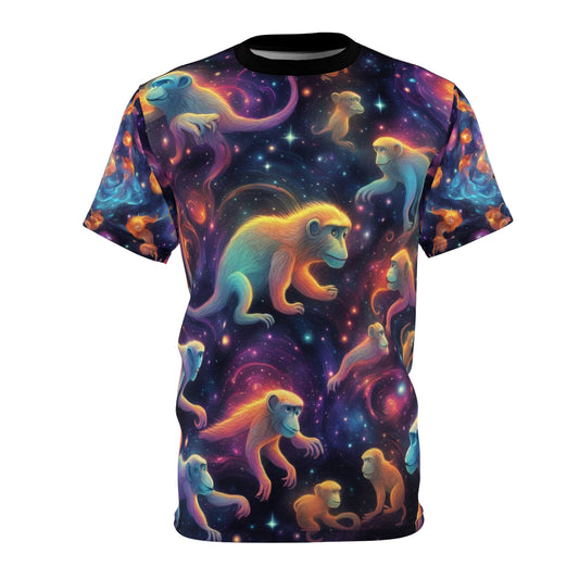 Celestial Jungle Unisex Tee, Colorful Monkey Shirt, Galaxy Animal T-Shirt, Fun Graphic Tee, Space Wildlife Top, Gift for Nature Lovers